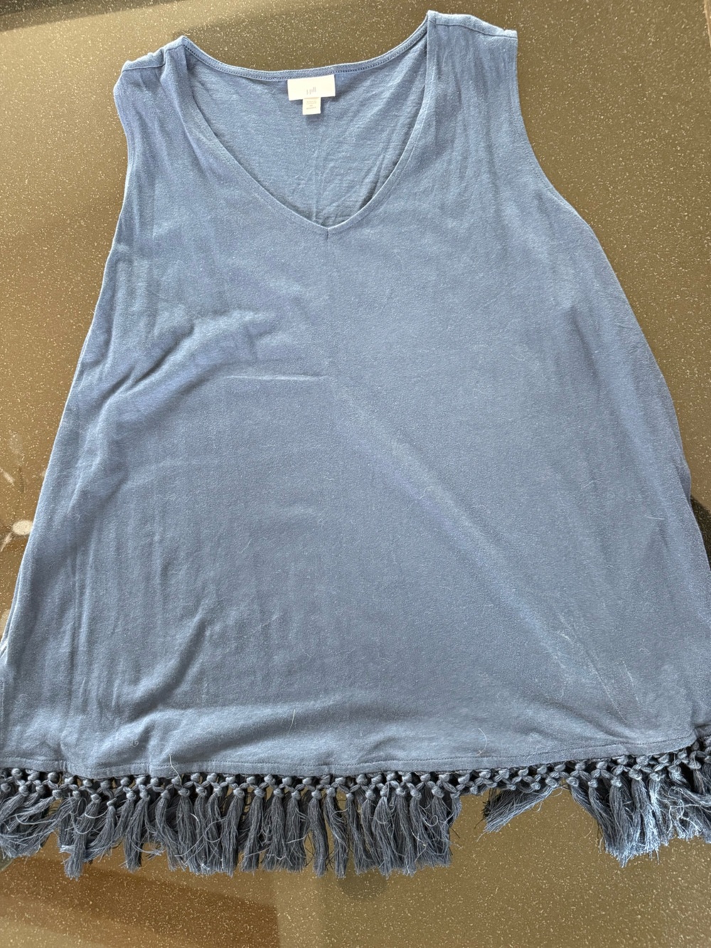 J. Jill Navy Blue V-Neck Tank with Tassel Hem